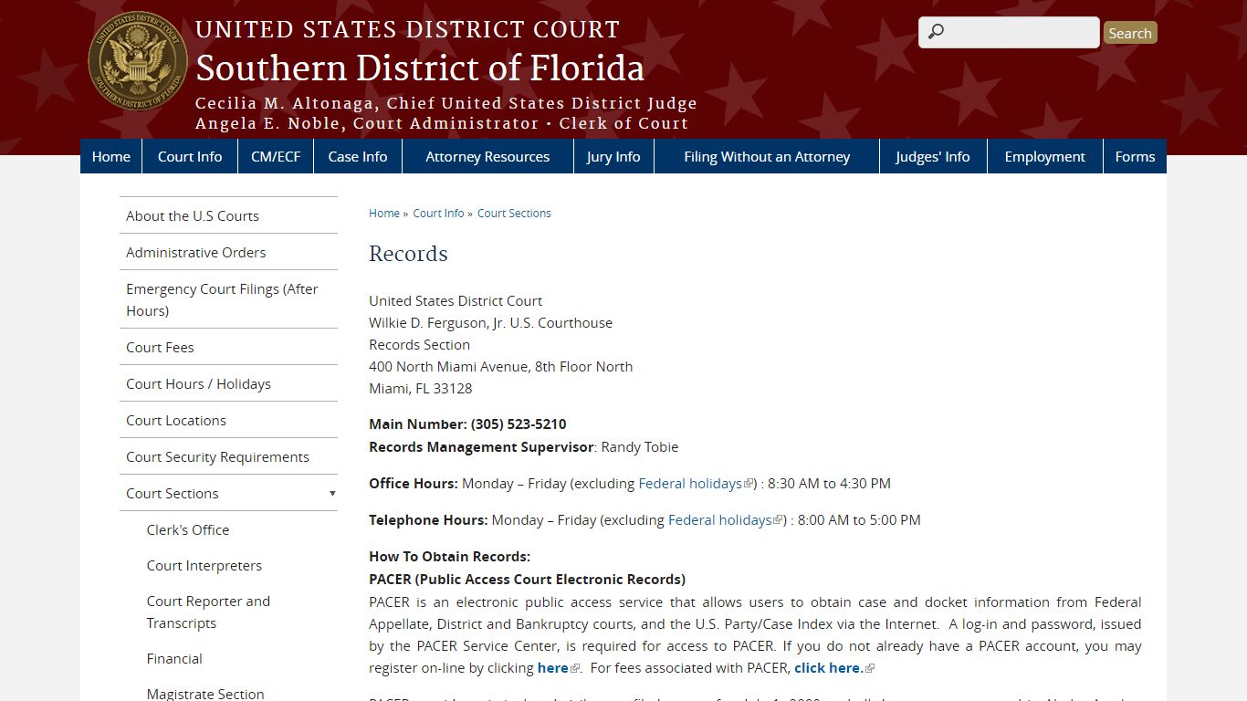 Records | Southern District of Florida | United States District Court