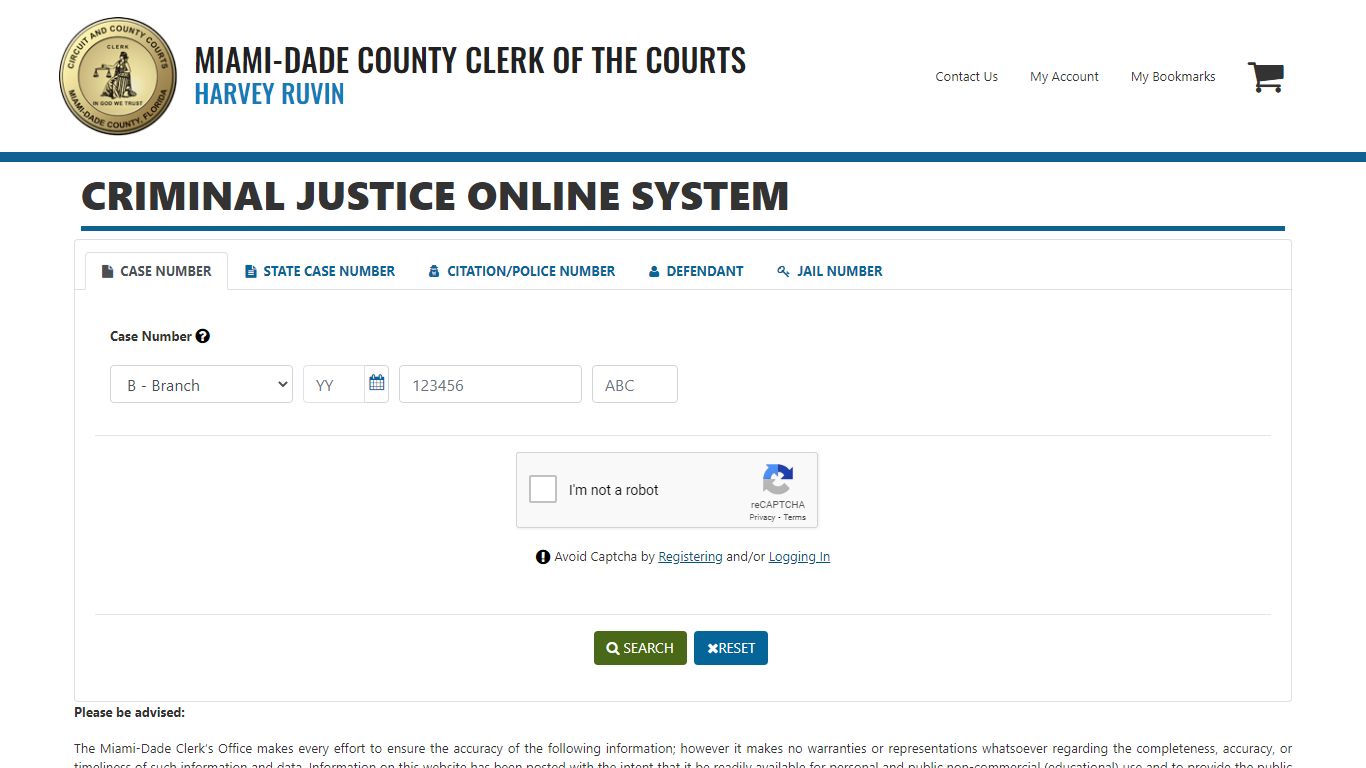 Miami-Dade County Clerk Criminal Justice and Civil Infraction Cases